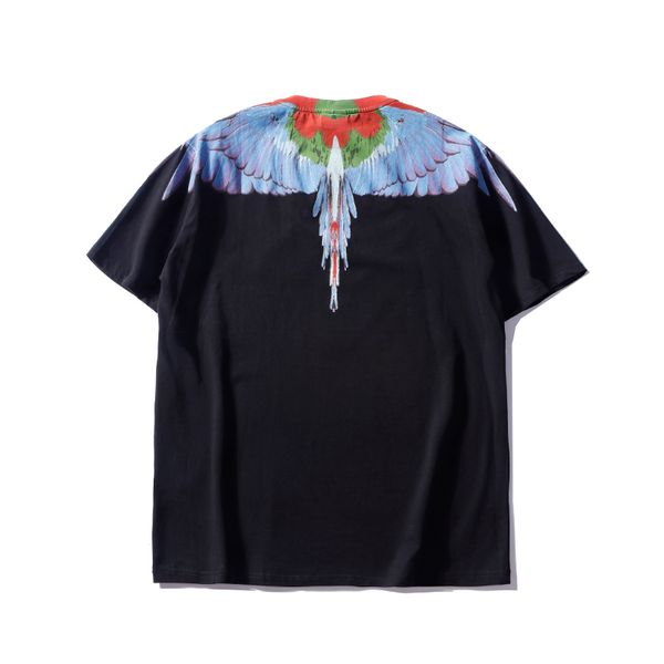 

mens summer round neck t shirt designer short sleeve couples fashion light blue wings print asian size m-2xl, White;black