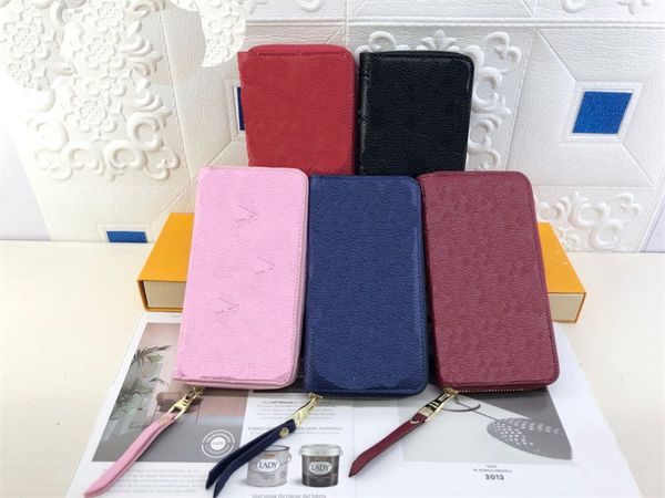 

men designer wallet business women long purses multicolor genuine leather zippy purse for mens pouch pocket organizer party gift mini bags l, Red;black