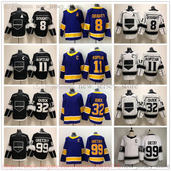 

movie college hockey wears jerseys stitched 8drewdoughty 11anzekopitar 32jonathanquick 99waynegretzky 11anzekopitar men blank reverse retro, Black