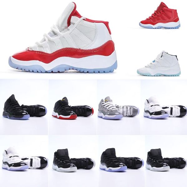 

Cherry 11s Kids Shoes TD Cool Grey 11 XI baby Sneaker Concord Space Jam Metallic Silver Pink Snakeskin Bred Legend Blue Children Boys Girl toddlers Basketball Shoes