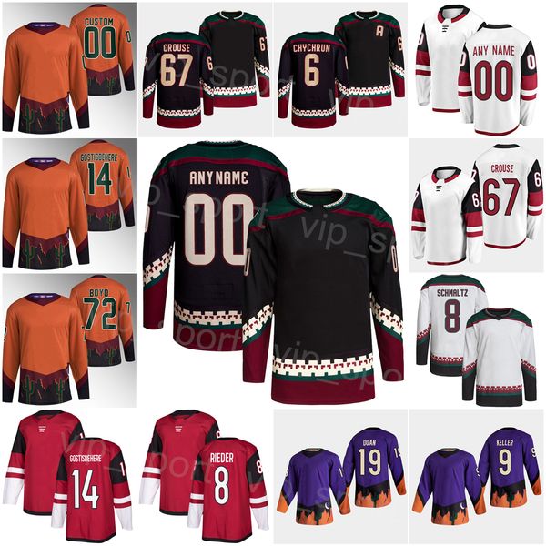 

reverse retro hockey 72 travis boyd jerseys 19 shane doan 6 jakob chychrun 8 nick schmaltz 14 shayne gostisbehere 9 clayton keller 67 lawson, Black;red