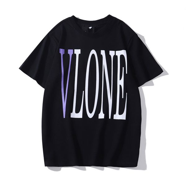 

vlone mens fashion brand t shirt womens print letter leisure black tees round neck designer size s-xl, White;black
