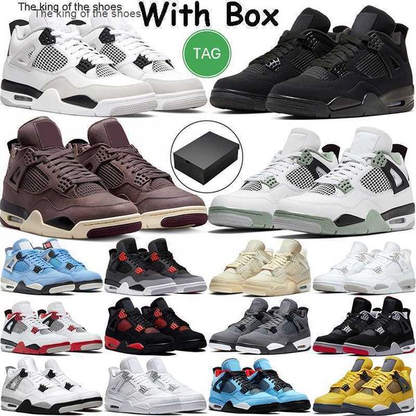 

with box basketball shoes men women 4 4s retro military black cat seafoam sail university blue thunder infrared jumpman cactus jack bred