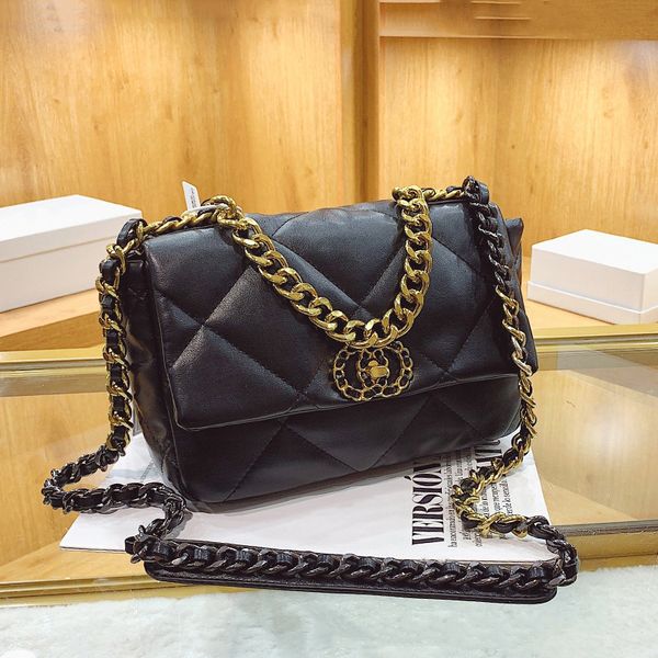 

9a quality channel 19 designer bag lambskin leather 25cm women fashion luxury shoulder crossbody handbag ladies gold silver chain tote