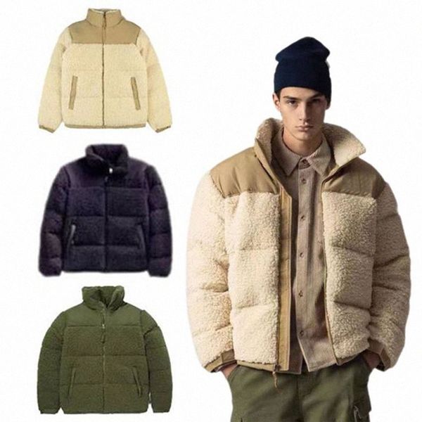 

designer mens jacket men womens winter fleece jackets faux shearling outerwear coats men warm thick coat top, Black