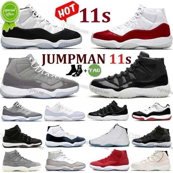 

2023 og jumpman 11 11s mens basketball shoes cool grey cap and gown gym red gamma blue space jam unc jubilee bred cherry concord 72-10 pure, Black