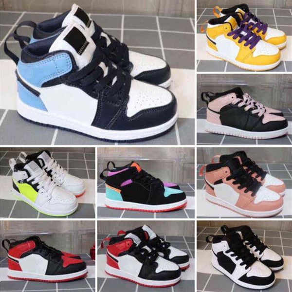 

2021 1 shoes jumpman wolf grey blue black white red prom night kids sneakers tennis children multi sports 42l