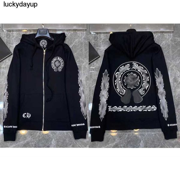

men's hoodies sweatshirts designer zipper chroms print pullover fashion brand loose sweater hooded, Black