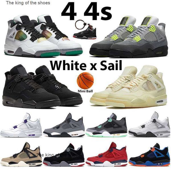 

black cat mens basketball shoes 4 4s rasta metallic purple se neon white black cement bred sail lava men sneakers