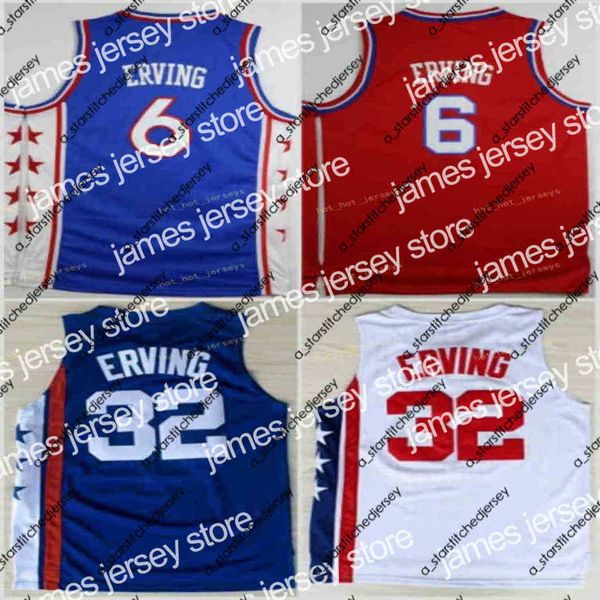 

basketball jerseys new vintage dr j julius 6 erving jersey men sale throwback julius 32 erving jerseys for sport fans team red blue white st, Black;red