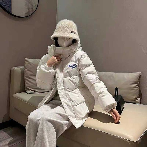 

ader down jacket folding design autumn and winter couples loose thickened white duck coat ins, Black