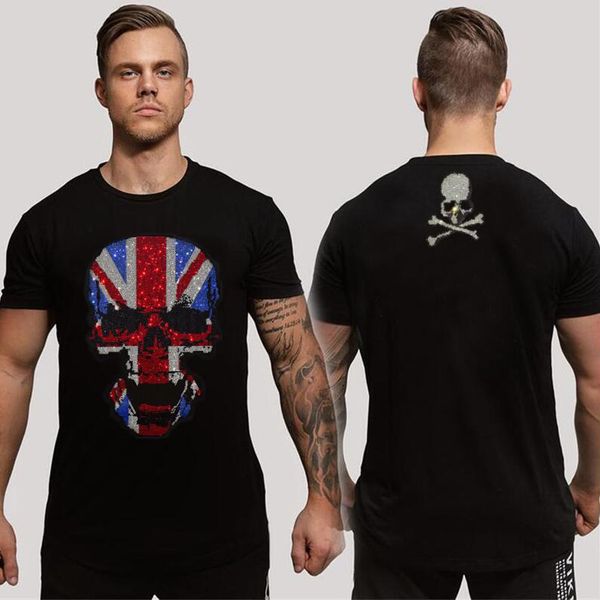 

handsome designer rhinestone t shirt slim fit men asian size hip-hop, White;black