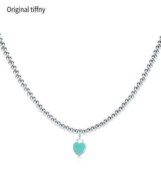 

original tiffny luxury necklace 925 silver heart pendant necklaces female jewelry exquisite craftsmanship classic blue9442849