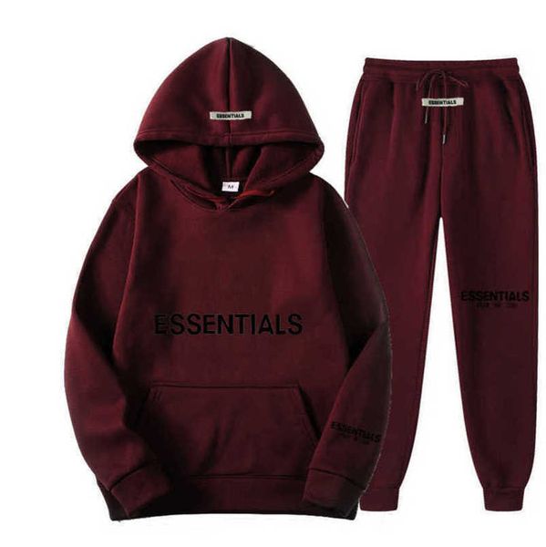 

essentials luxury men's tracksuits sweatshirt letter hoodies fashion men women sportswear 2 piece pants suit hooded sweater casual pul, Gray