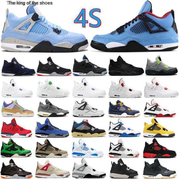 

2022 new arrived chicago university blue 4 4s mens basketball shoes unc black cat bred pure money starfish fire red men sports women