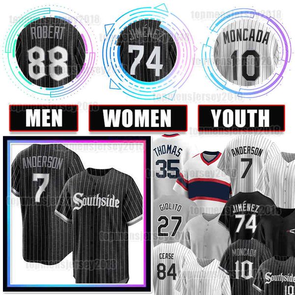 

7 tim anderson eloy jimenez baseball jersey luis robert yoan moncada joe kelly white sox andrew benintendi vaughn frank thomas bo jackson ya, Blue;black
