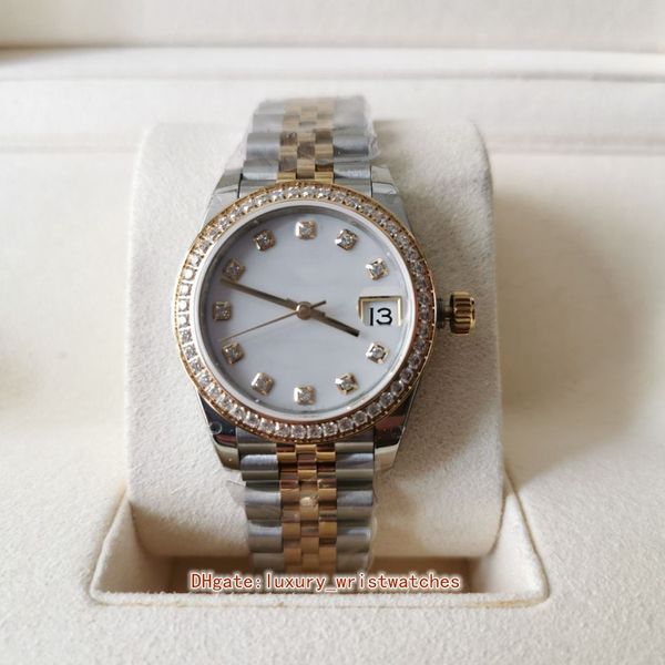 

fashion ladies watch woman watches 279383rbr 279383 31mm shell dial diamond bezel automatic mechanical jubilee bracelet two tone gold & stee, Slivery;golden