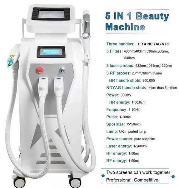 

directly efefct multi-function laser ipl tattoo removal machine vascular pigment acne therapy laser 5 filters opt tattoo/ acne/pigment/wrink, Black