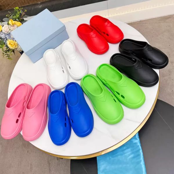

beach slippers fashion thick bottom designer women shoes cartoon alphabet platform sandals leather heels letter slides flat slipper large si, Black