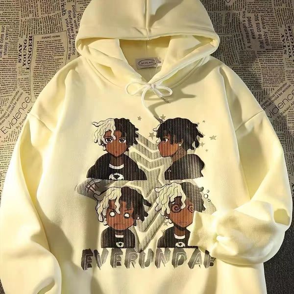 

designer men's hoodies hiphop star guards men'sloose large plush thick chat, Black