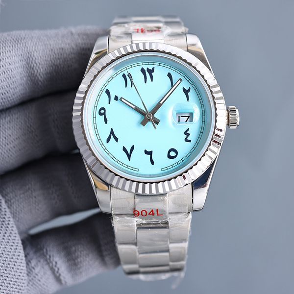 

blue dial men's watch blue 40mm luminous time mark scratch resistant blues crystal waterproof stainless steel 904l fully automatic mach, Slivery;brown