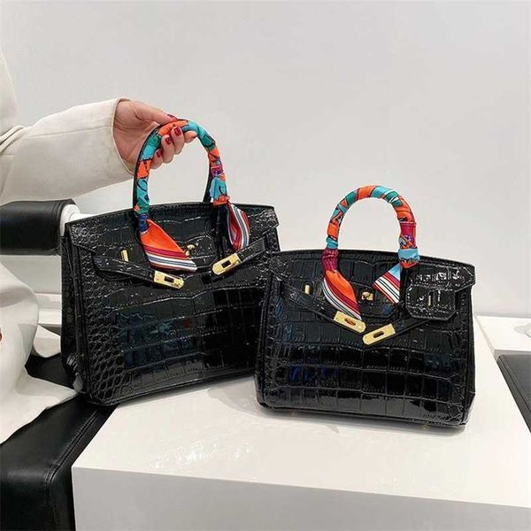 

birkins designer handbag autumn winter crocodile pattern bag advanced sense of foreign style versatile large capacity single zc