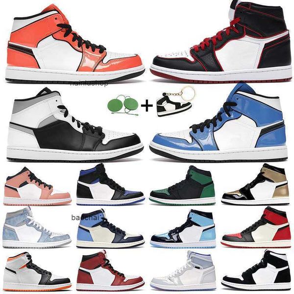 

2023 men women basketball shoes 1s high og 1 electro orange shadow 2.0 hyper royal chicago light banned carbon fiber mens trainers sport jor, Black