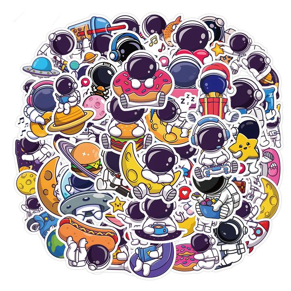 

60pcs astronaut stickers skate accessories vinyl waterproof hippie sticker for skateboard lapluggage phone case car decals party decor