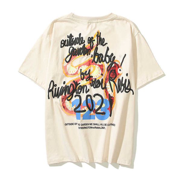 

t-shirt men tee fashion tras outwears sco designer loose high street 2022 123 graffiti rainbow print short sleeve rz7i, White;black