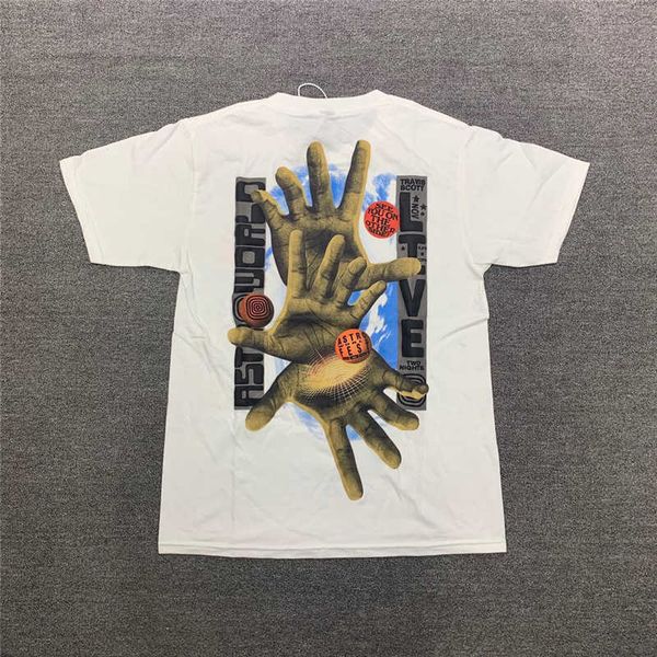 

t-shirt men tee fashion tras outwears sco designer loose high street 2022ss palm print music festival short sleeve ins men's women&#039, White;black