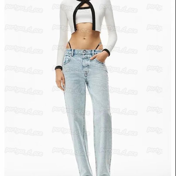 

womens denim pants waist cut off high rise strap jeans fashion casual women pants, Black