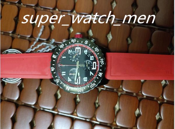 

luxury men watch 48mm quartz movement red yellow black rubber strap men's watchs chronology function wristwatch, Slivery;brown