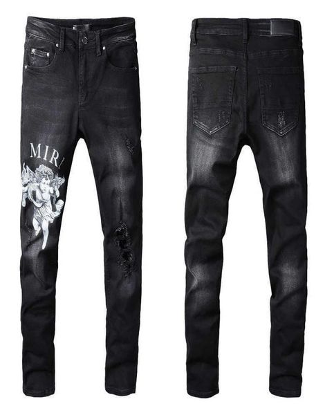

street letter angel amirs denim casual pants micro elastic cotton youth black tight jeans2404957, Blue