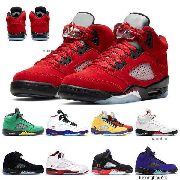 

2023 raging bull 5s basketball shoes 5 oregon what the alternate fire red mens sneakers sports size 7-12us jordo jorda retro, Black