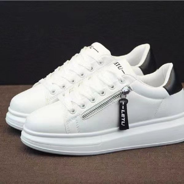 

designer shoes muffin bottom alexander genuine leather platform shoes white casual comfortable and breathable spring autumn, Black