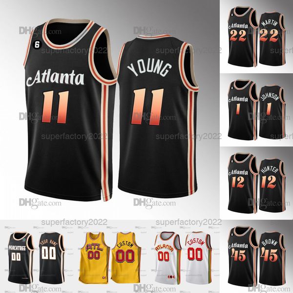 

atlantas 11 young 2022 city basketball jerseys hawks trae john collins clint capela bogdan bogdanovic dejounte murray de'andre, Black;red