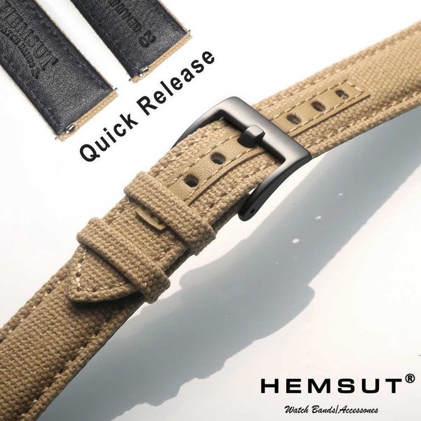 

watch bands hemsut canvas watch bands premium material quick release black quality nylon watch straps steel buckle 18mm 20mm 22mm 24mm t2212, Black;brown