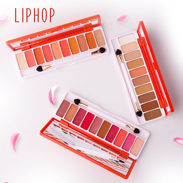 

10 color eyeshadow palette with dual-ended brush & mirror high shimmer matte eye makeup long lasting