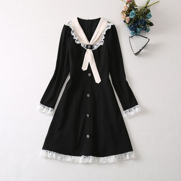 

dress women's heavy weight lace splice small popular design hollow out short sleeve trapezoidal neck slim 2023 new model s-xxl, Black;gray