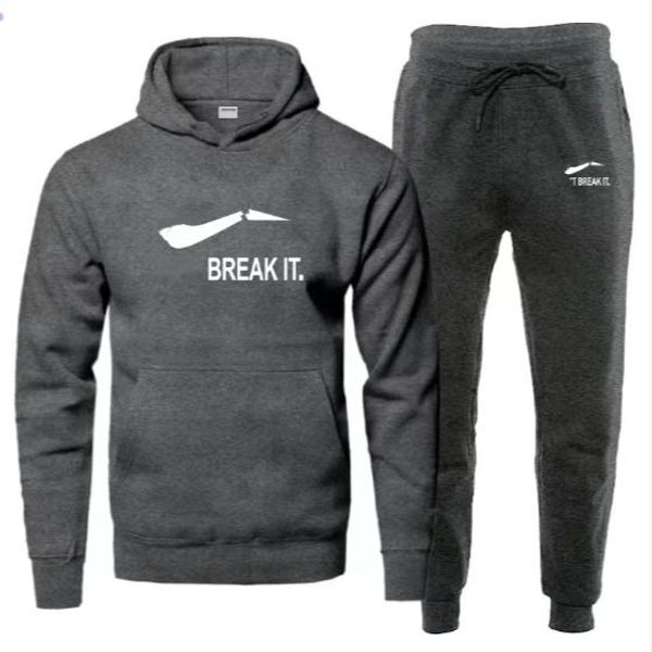 

designer men tracksuits suits print high street loose hoodies and sweatpants sets casual mens sweater basketball sportswear, Gray