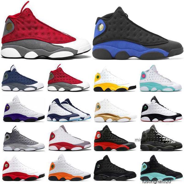 

2023 13s university gold basketball shoes jumpman 13 dark powder blue red flint hyper royal bred mens trainers sport sneakers jordon jordam, Black
