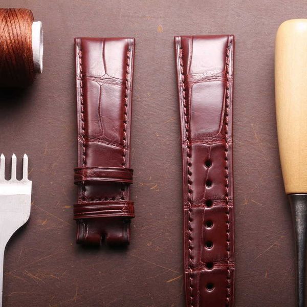 

watch bands crocodile leather replacement watchbands for iwc portugues pilot black alligator grain watch band bracelet strap 20mm 21mm 22mm, Black;brown