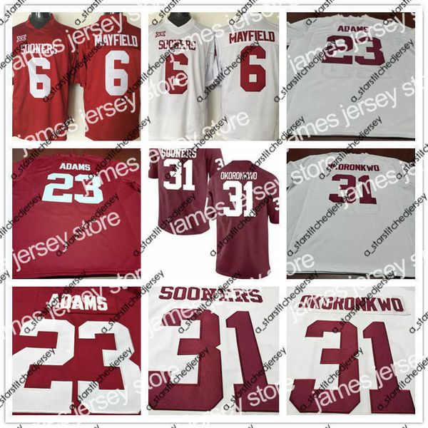 

football jerseys football jerseys oklahoma sooners college football jerseys 6 baker mayfield 23 abdul adams 31 ogbonnia okoronkwo red white, Black;red