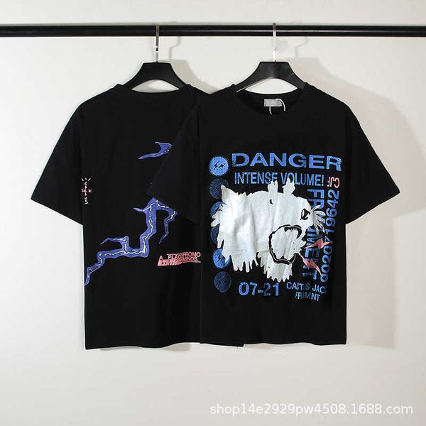 

t-shirt men tee fashion tras outwears sco designer loose high street danger lightning tiger short sleeve, White;black