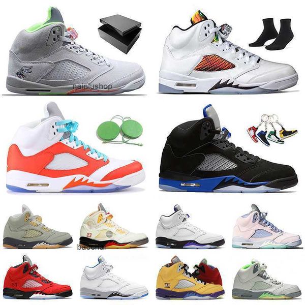 

2023 jumpman 5 5s mens basketball shoes authentic prfc racer blue easter concord helmet hare jade horizon green bean unc men sneakers sport, Black