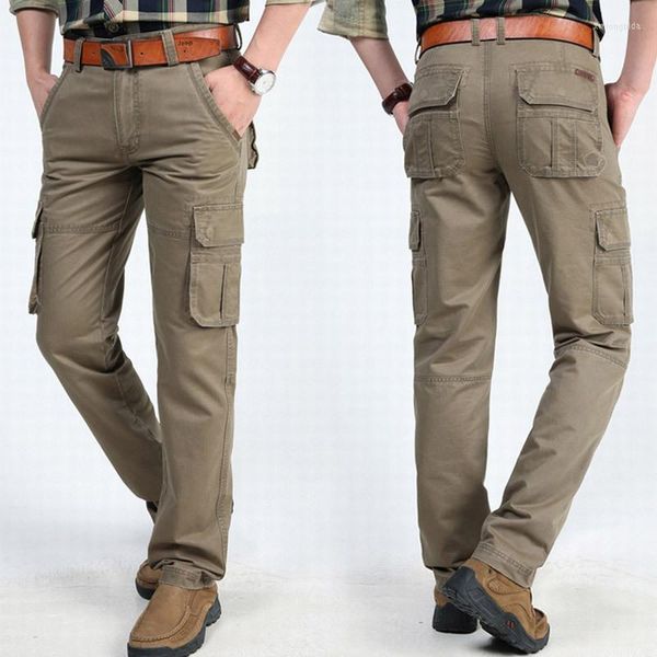 

men's pants cargo men multi pockets baggy military casual trousers overalls army joggers plus size 40 42 44 cotton, Black