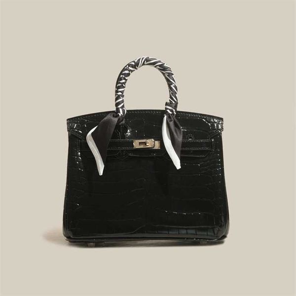

birkins designer handbag crocodile pattern bag large capacity leather women's versatile fashion one shoulder oblique straddle zc