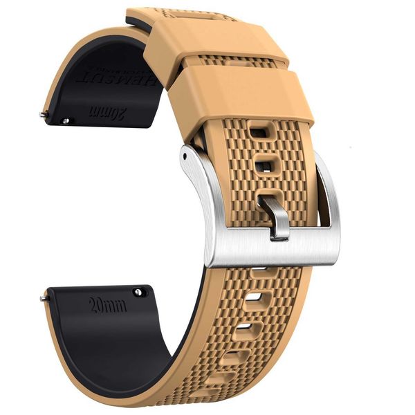 

watch bands hemsut khaki black silicone watch bands 18mm 20mm 22mm quick release rubber watch strap for men women soft replacement 10 colors, Black;brown