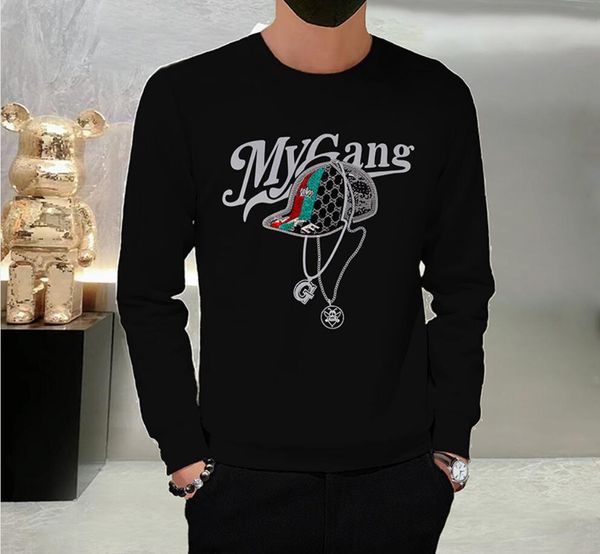

men's hoodies & sweatshirts mens hoodie sweatshirt round neck pairs style embroidery casual long-sleeve couple pullover asian m-4xl, Black