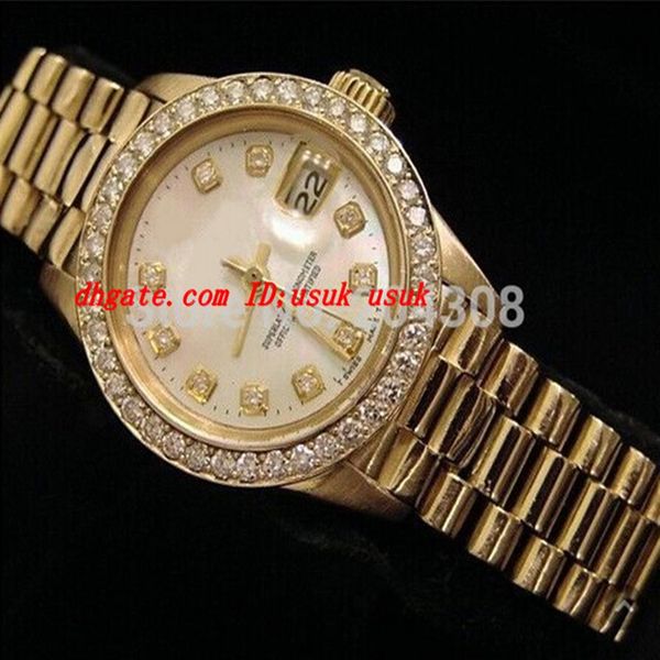 

luxury wristwatch brand new ladies stainless steel automatic mechanical sport watch 18k gold fashion diamond bezel women's wr303f, Slivery;brown